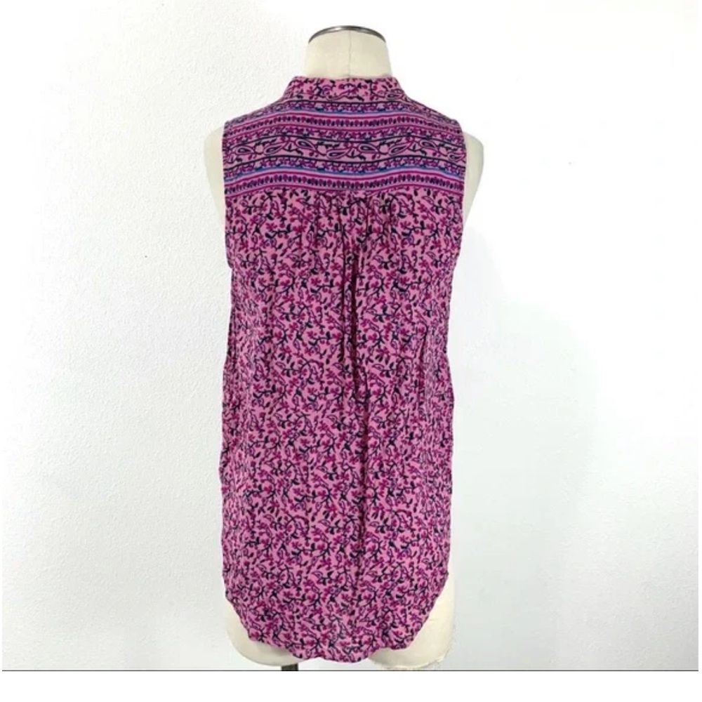 Anthropologie Maeve pink floral tunic button down tank top size L - Picture 7 of 7